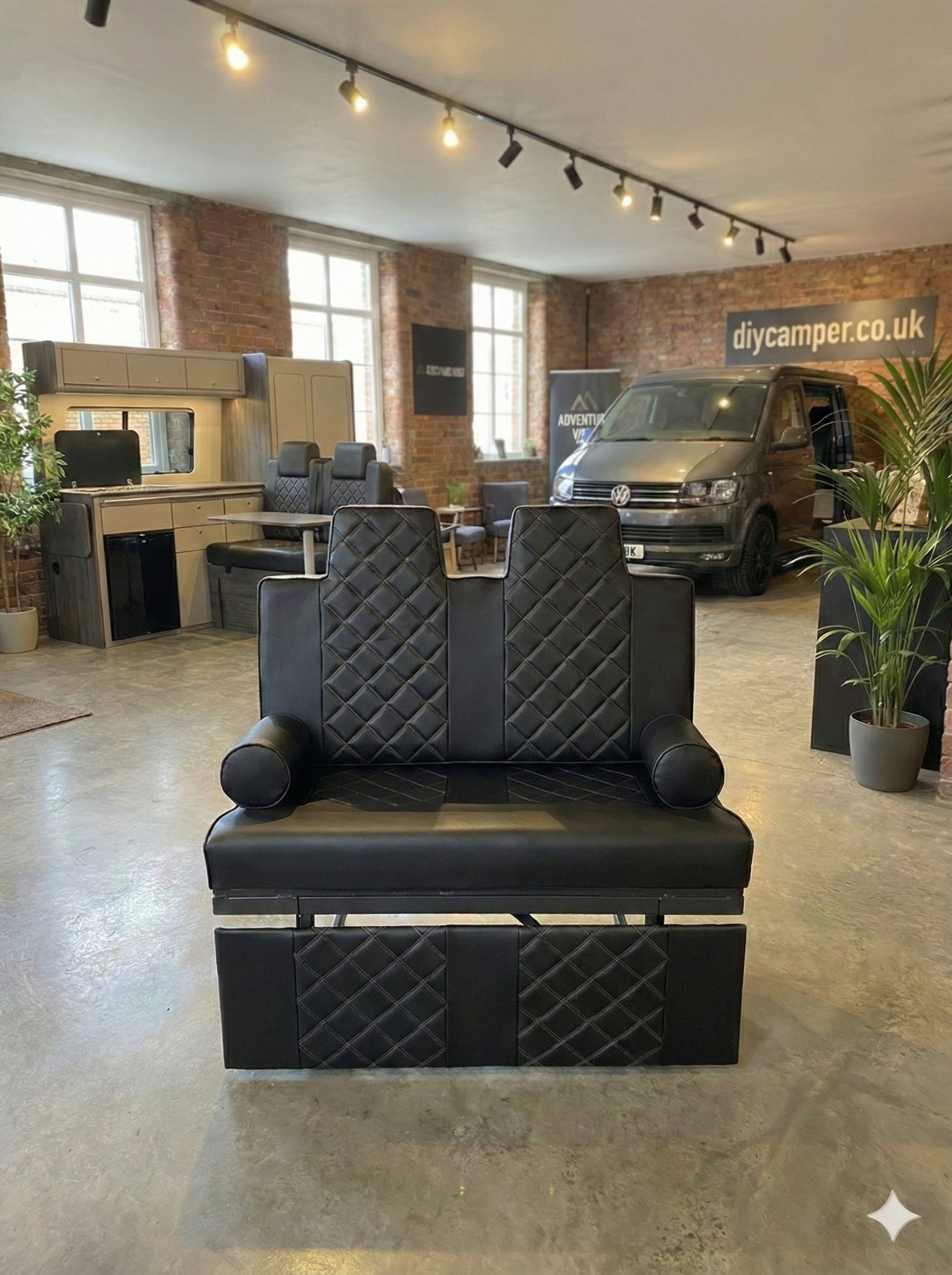 3/4 Width Rock and Roll Bed Upholstery and Frame (Black)