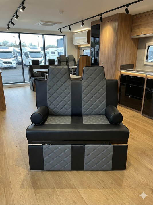 3/4 Width Rock and Roll Bed Upholstery and Frame (Black & Grey)