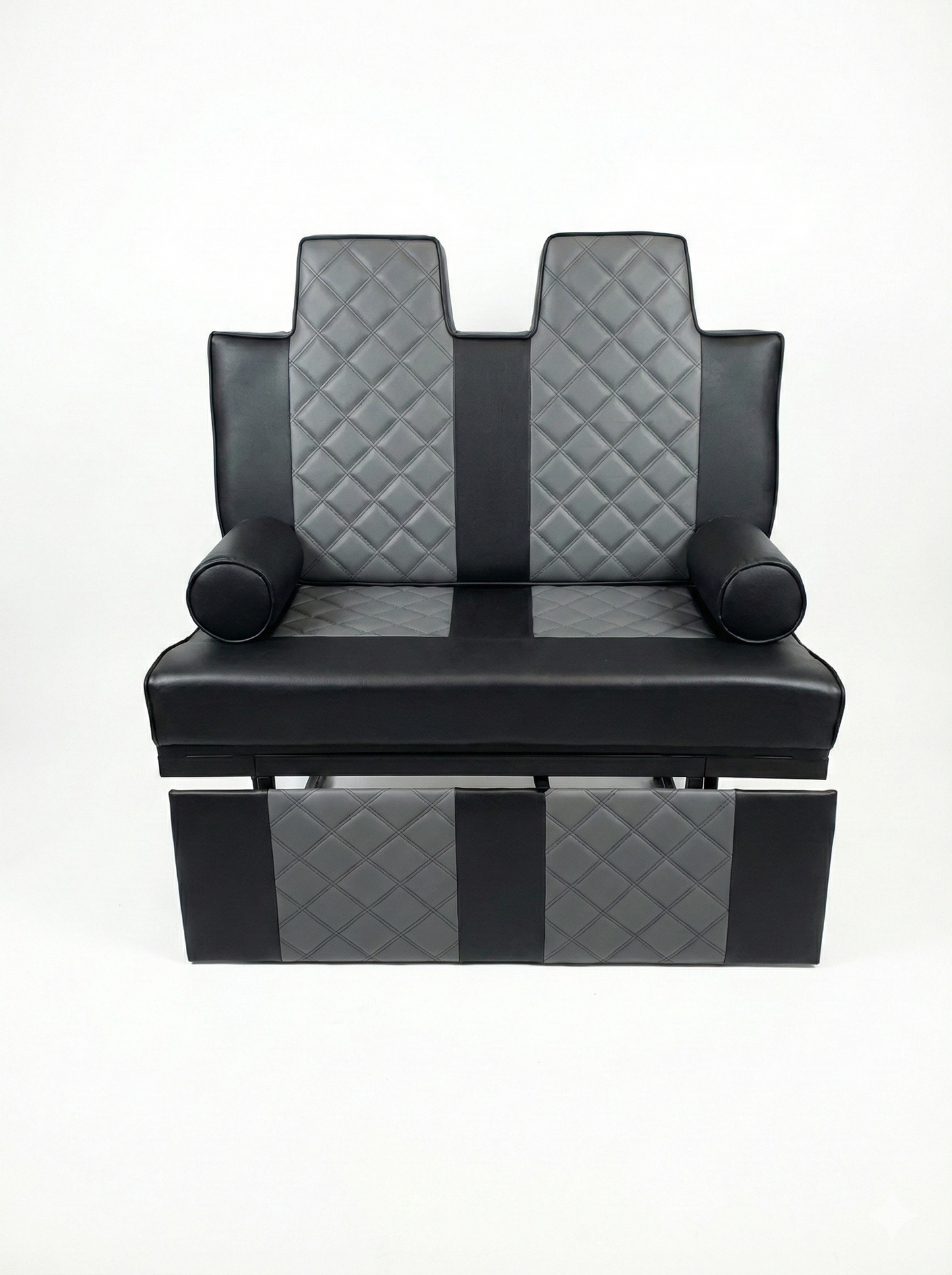 3/4 Width Rock and Roll Bed Upholstery and Frame (Black & Grey)